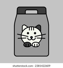 Icono de escala de grises vectorial de la bolsa de comida para gato. Señal de animales mascotas. Símbolo gráfico para el diseño de aplicaciones y sitios web para mascotas y veterinarios, logotipo, aplicación, interfaz de usuario