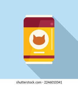 Cat food bottle icon flat vector. Pack snack. Can tin dry