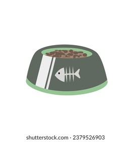 Cat food in bowl icon in flat color style. Food for animals