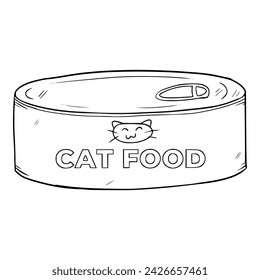 cat food can outline illustration hand drawn	