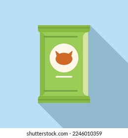 Cat food container icon flat vector. Pet bowl. Animal snack