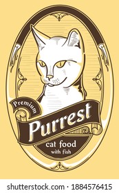 Cat Food - Hand Drawn Label Design In Retro Style