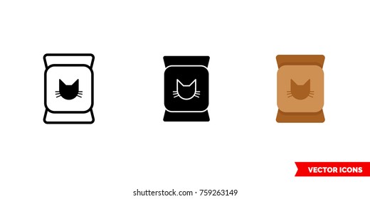 Cat food icon of 3 types: color, black and white, outline. Isolated vector sign symbol.