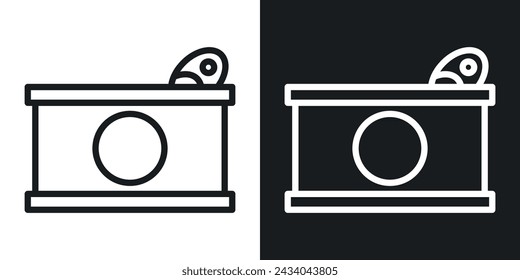 Cat Food Icon Designed in a Line Style on White background.