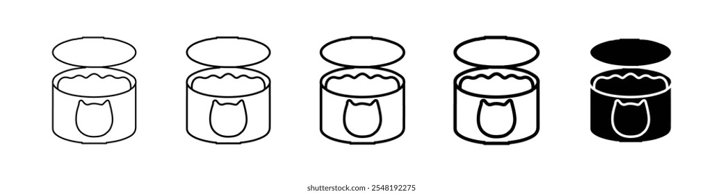 cat food icon Simple thin line logo set