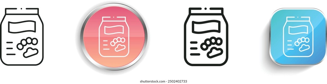 Katzenfutter-Symbol. Design mit dünnen Linien, regelmäßigen Linien und Schaltflächen einzeln auf weißem Hintergrund