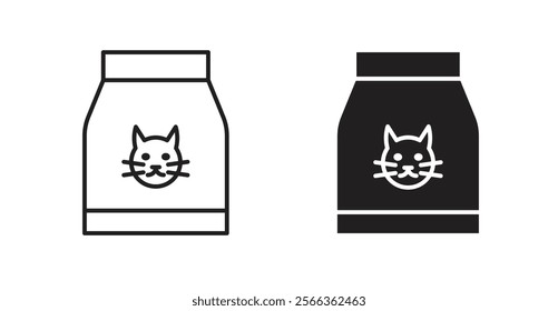 Cat food icons in line stroke and flat versions