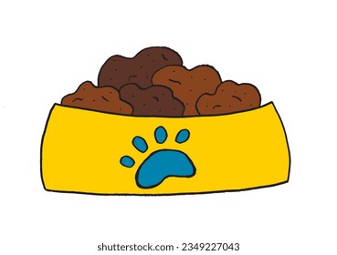 Cat food illustration image. 
Hand drawn image artwork of a cat food. 
Simple cute original logo.
Hand drawn vector illustration for posters, cards, t-shirts.