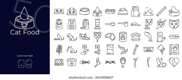 Cat Food Line Editable Icons set. Vector illustration in modern thin line style of Cat Food icons: cat, food, pet, etc