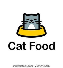 cat food mascot flat minimalist logo design