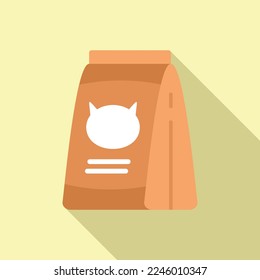 Cat food package icon flat vector. Dog feed. Animal pack