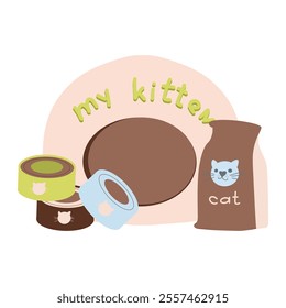 Cat food, Pet food, Feline food, kitty vector illustration