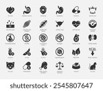 Cat Food Properties Vector Icon Set in Glyph Style