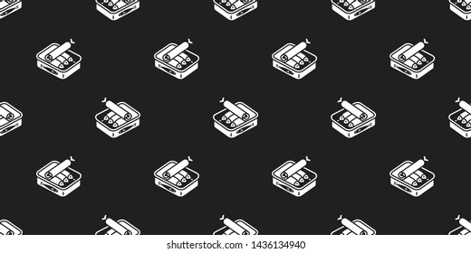 cat food seamless pattern vector fish can kitten calico scarf isolated repeat wallpaper tile background cartoon illustration doodle design black