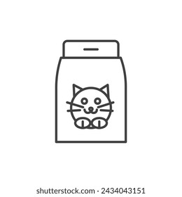 Ilustración de icono de línea de vectores de alimentos para gatos.