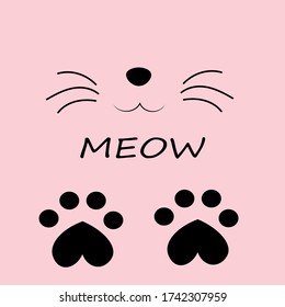 cat  foot print illustration, kitty meow vector