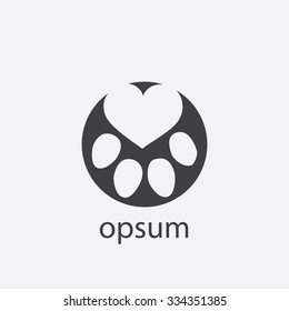 cat footprint cut identity template icon design element