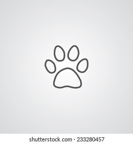 cat footprint outline thin symbol, dark on white background, logo editable, creative template