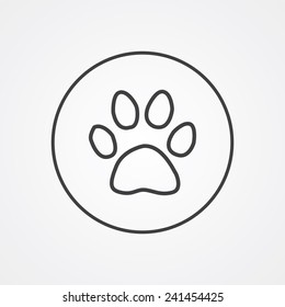 cat footprint outline thin symbol, dark on white background, logo editable, creative template 