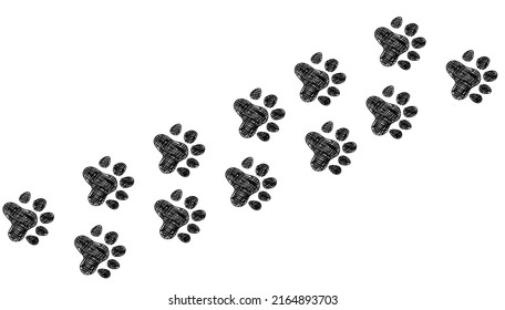 Cat footprint path in sketch style