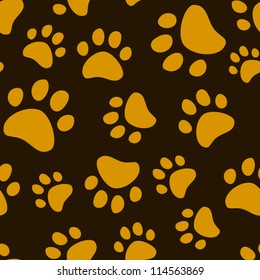Cat footprint seamless pattern, vector