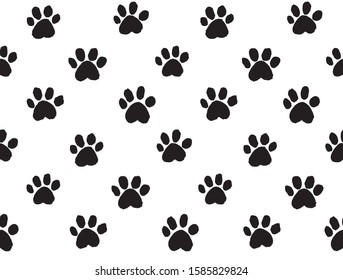 Cat footprints with a dry brush effect. Seamless vector pattern.