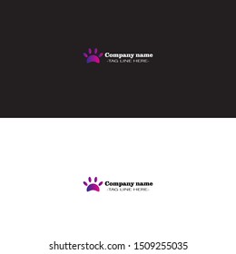 cat footprints gradient logo on white and black background