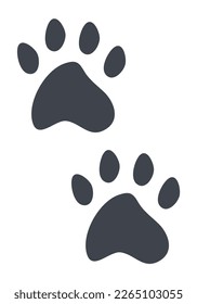 Cat footprints illustration vector. Paws of fluffy, pretty, friendly kittens. Pet feet in hand drawn style.