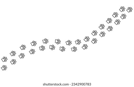 cat footprints on white background. line art vector
