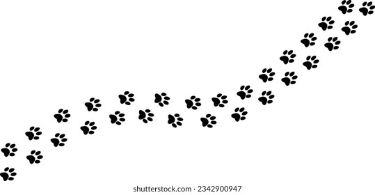 cat footprints on white background. silhouette vector