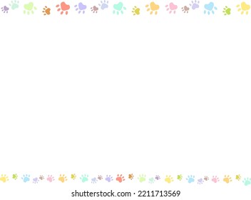 Cat footprints, random colorful frame