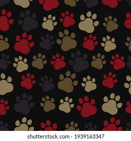 Cat footprints seamless pattern vector illustration.Texture textile and print products