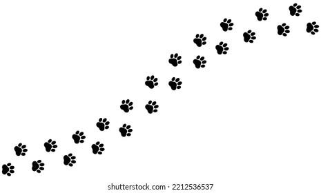 Cat Footprints Vector or Cat Track Vector Isolated on White Background. Vector image of cat tracks or cat footprints. Perfect for icons or design elements related to animals.