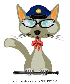 Cat in form of the police bodies