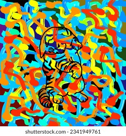 un gato formado por arte abstracto