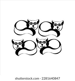 Cat four animal, art design vector logo design