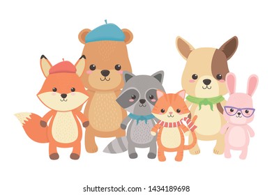 Cat fox raccoon bear dog and rabbit design