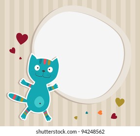 Cat with frame. Card. Vector illustration