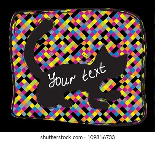 Cat frame whimsical background in black colors