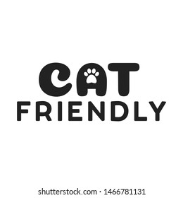 Cat Friendly, Pet Friendly Paw Print Logo Branding Vector Illustration Background