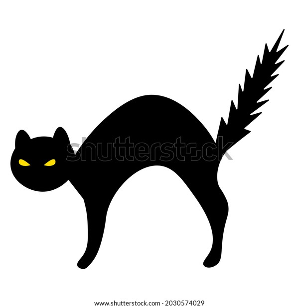 Cat Frightened Animal Bristled Silhouette Vector Stock Vector (Royalty ...