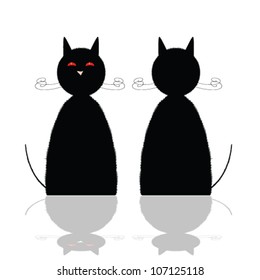cat front and back position vector illustration