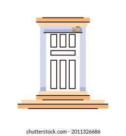 cat in front door isolated icon