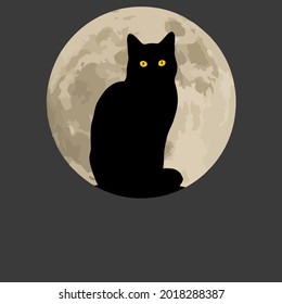 cat full moon funny gift women men kids womens wide neck sweat vector design illustration print poster