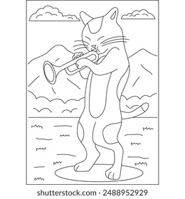 cat funny animal coloring book page for kids or grown adults coloring book mindful relaxation activity
