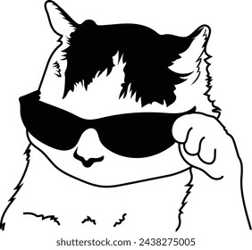 Cat funny cool glasses meme sticker illustration vector design