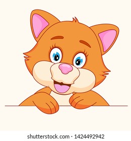 Cat funny face character. A cute red kitten baby isolated on white background. Graphic element for print design, greeting card, poster and t-shirt. Vector illustration.
