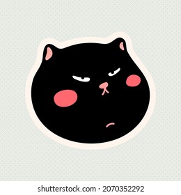 Cat Funny Face. Isolated on Light Background. Concept for Label, Card, Poster, Eco Bag and Garment.