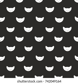 cat funny head seamless vector pattern