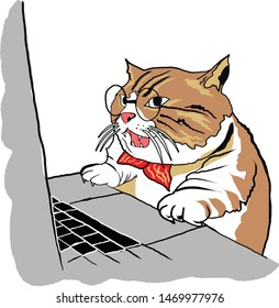 cat funny illustration vector isolated